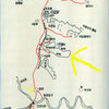 Another map (also in Korean, though) that shows the crags. The large yellow arrow points to Buchae Rock, the small yellow arrow is Dong Mun or East Gate, where you can get off the bus. This stop is near the sportclimbing crag, Daeryeok Bong.