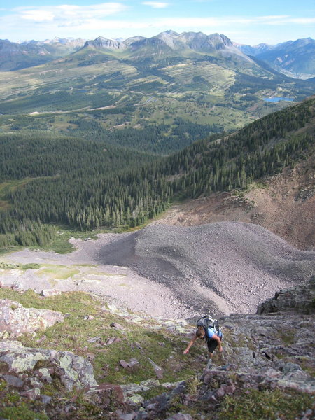 Michelle on the route. Silverton in the background.