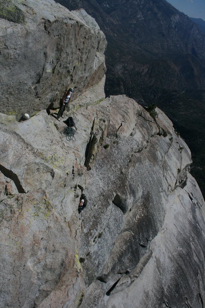 Agina on the last short pitch to the top of Poof on the Magician. 8-21-10