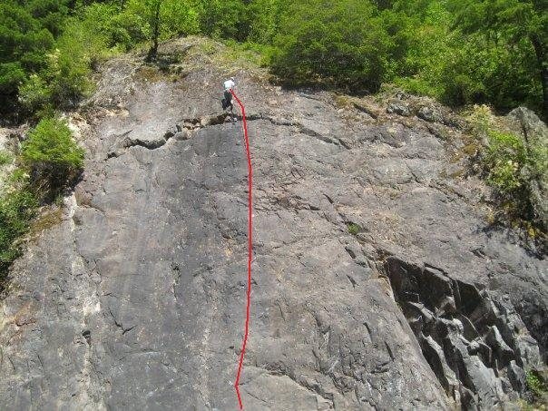 Me at the top of Camel Back, with the climbing line highlighted in red