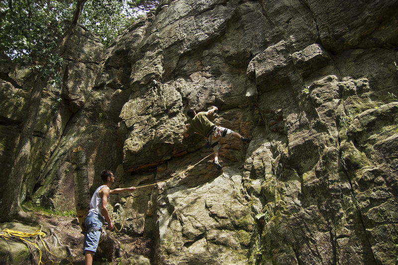 starting on Pocket Warmup, love this route.  A bit thin and interesting at the 3rd bolt, but fun for the grade and a nice warm-up.