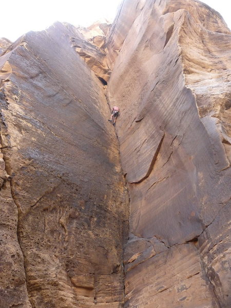 Greg climbing , beautiful day on Stick It 5.10c