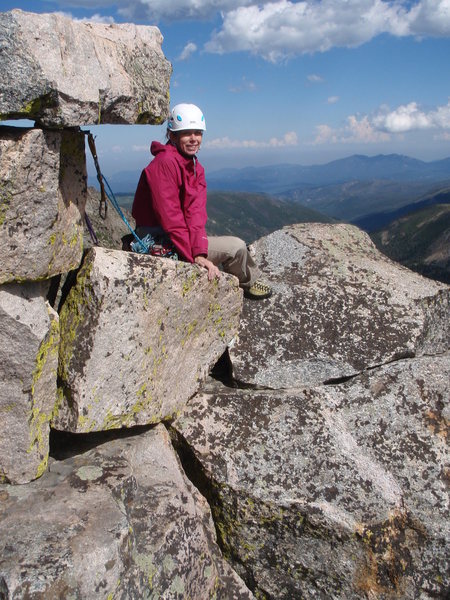 Sitting at the Summit of Devils Thumb, Indian Peaks Colorado, Exposed but it was a great climb with Steve-o August 2010