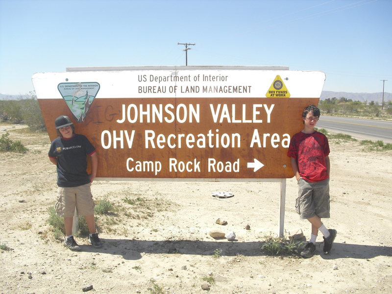 We came, we saw, we climbed. And we're definately coming back. Carlo Rivas and Mitchell Boreing at the intersection of Camp Rock Road and the 247, Johnson Valley Area.