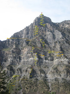 Topo with some retreat options marked.