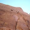 Lance at the belay of the first pitch