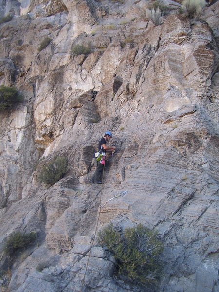 Tristan after the leap of faith headed up pitch 2. 