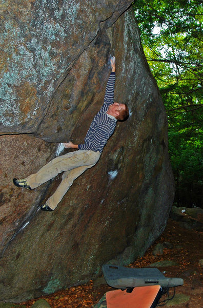 Justin Guarino on the dyno.  The jug his right hand is on is now gone, as I have just ripped it off...