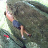 Steve on the FA of "Woodgrain" (V2-3) in The Alchemy Area.