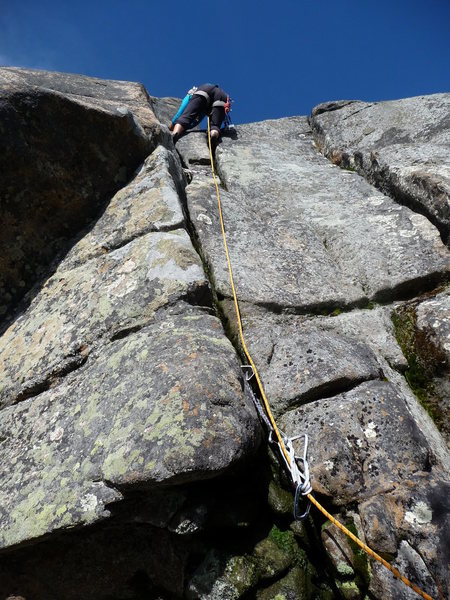 Top of the crack as you can see from the ground - the crack narrows out and you find yourself on 30 feet of unprotected slab.