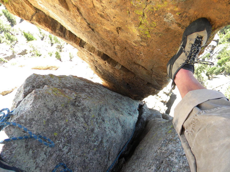 View down the chimney of the Wolf Tooth.