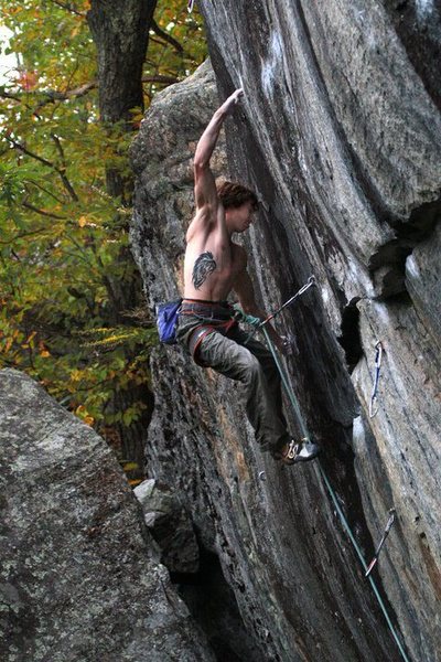 Daniel Woods sticking the upper crux move...