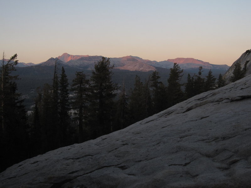 Sunset over Mt. Conness from Razor Back. 