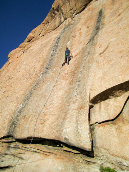 The climb is easy to find with the giant flake to the right. 