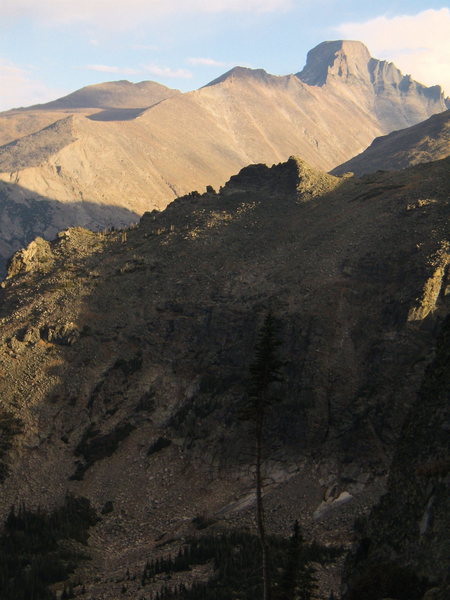 View of Longs Peak from Hallet Peak, RMNP, October 3rd 2010.  Culp - Bossier.  With Brad White