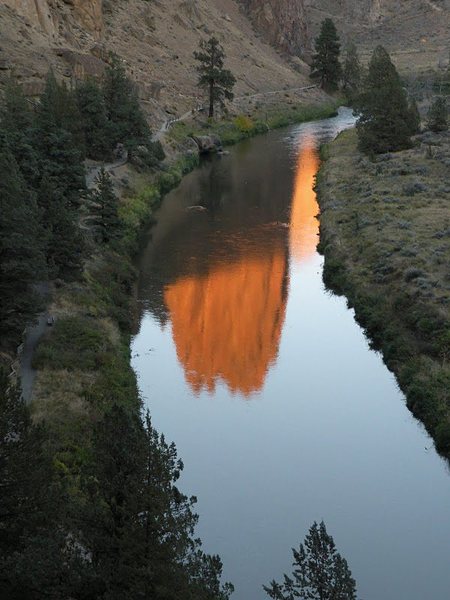 Ship rock reflected in the Crooked River