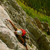 Matt Barela pulling the crux of the direct 4th pitch.