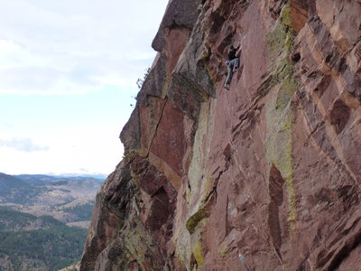 Thin traversing moves up high on Spicoli. Another Pipeline Boncrusher in the background.
