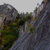 Chris finishing up the 5.9 traverse. Photo: Jeff Longcor,2010