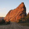 Morning Alpenglow on Bath Rock from my campsite parking.