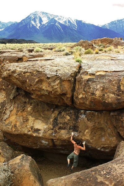 Anthony working out the crux mono/two finger pocket