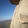 great view of the splitter third pitch (and wild hanging belay below the roof) of reefer madness.  this view is only available from the offwidth variation of pitch 3 and is probably the best reason to do that variation.