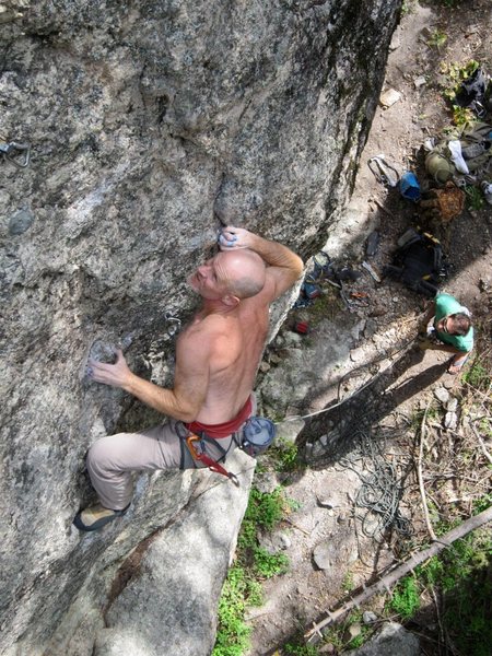 Cranking through the hard stuff.  Photo by Jimbo, a guy who knows how to balance the interplay of shadow and light.