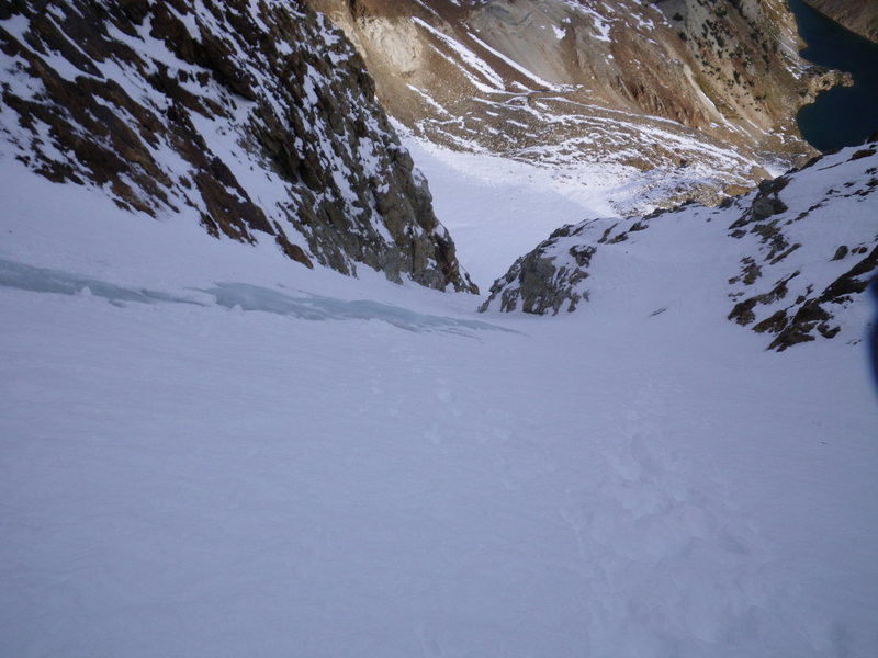 16-October-2010: a short bit of exposed blue ice in the main part of the couloir