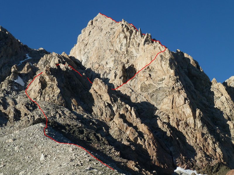 Upper Exum Ridge viewed from the Lower Saddle