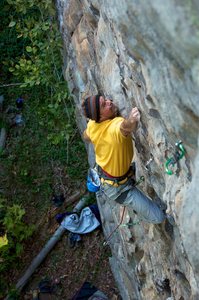 Working up to the crux. October 2010.