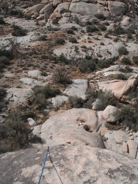 Looking down from just above the crux