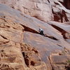 Steve TR'ing at the first and, if you're tall enough, easiest crux.