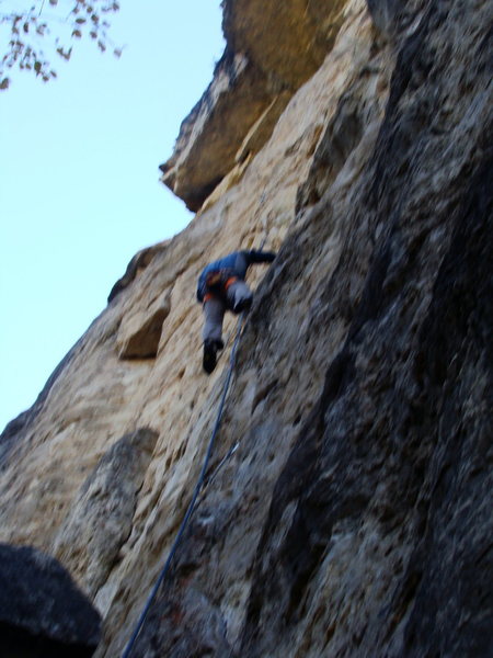 The Peace Pipe, 5.10c. A smokin' climb on The Trail of Tears wall. 