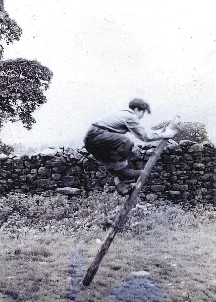 Joe Brown in nails,possibly outside Wall End barn ?, Langdale. Photo Brown collection.