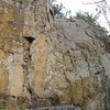 Upper cluster, Toprope Wall" is gentle cliff on right.