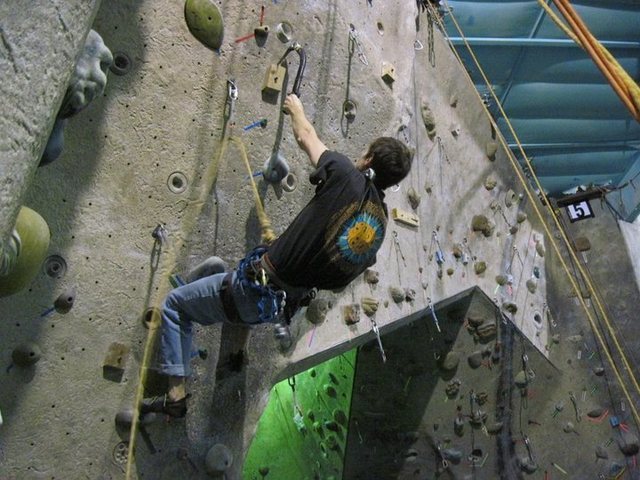 Dave leading the route "Oh Canada"