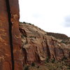 Greg on Blue Sun 5.10, Way Rambo Wall, Indian Creek, UT