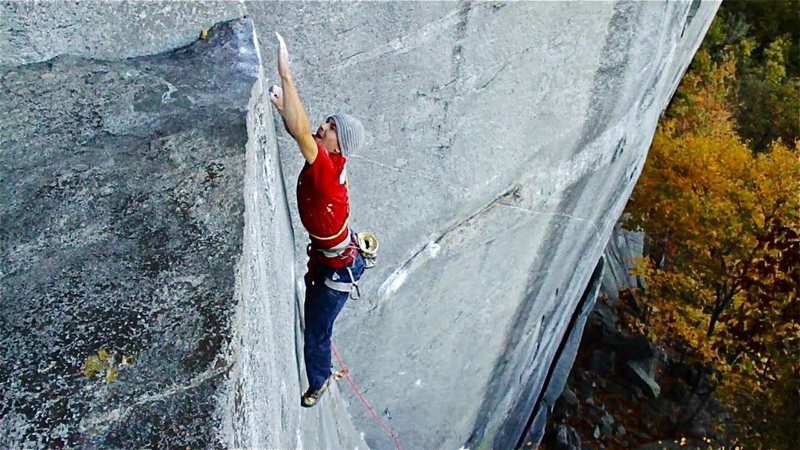 Eric Singleton sticking the crux on Waste Not Want Not. Photo by: Dom Smith