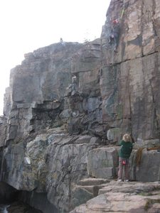 Caroline getting to the top of the route