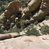 Climbing up the to the third pitch of Moby Dick (5.8)