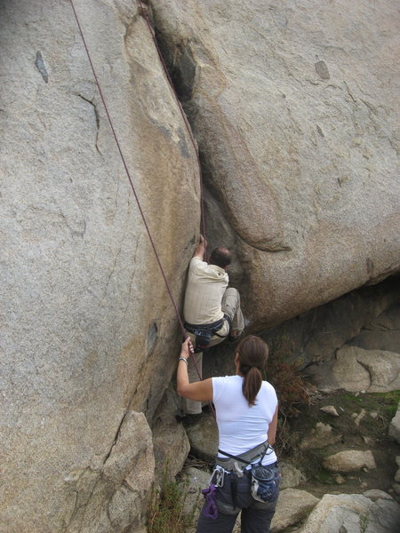 Nathan on Rat Crack with Agina on belay.