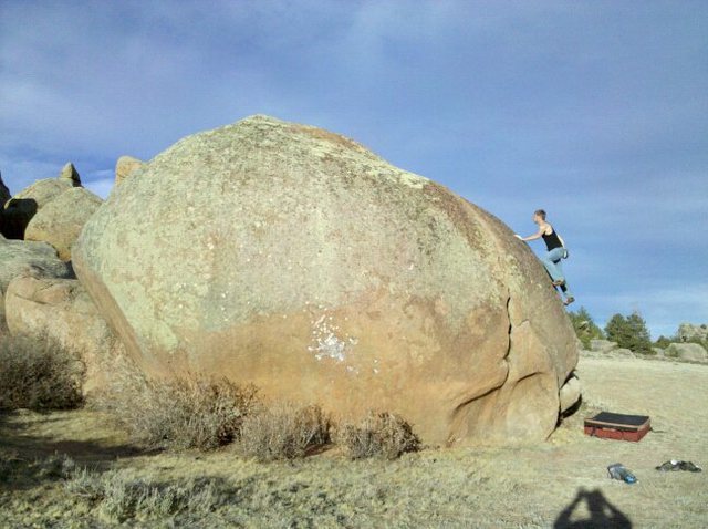 Climber is on the problem.