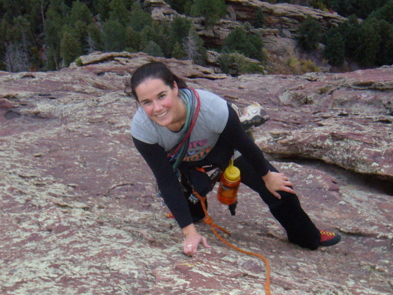 Andi nearing the top of the third Flatiron, Boulder - Nov 2010