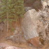 Trailhedral Rock, Hydrahedral climbs north-facing, right-leaning, sloper arete.  Consensus now has it at V8hb. 