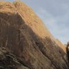 Climber on the belay of the final pitch. Click to enlarge