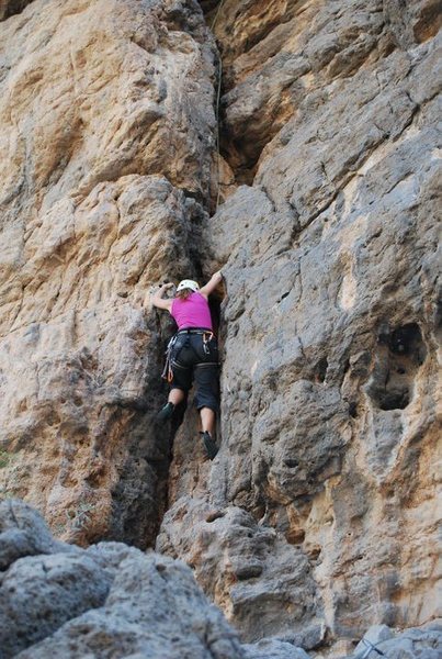 Me climbing the route.