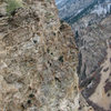 Darrell Hodges and Galen Downing climbing <em>Lazers</em> on a cold, November afternoon.