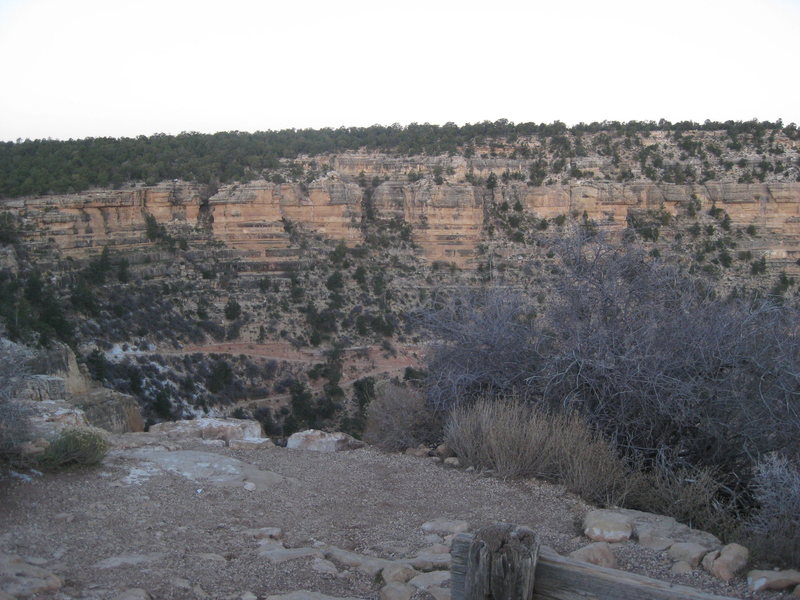 The Bright Angel Walls are located along the top layer of the canyon. Just below the Hermits Rest Road and above the Bright Angel Trail.