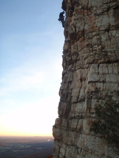 Climber at the hanging belay.