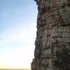 Climber at the hanging belay.